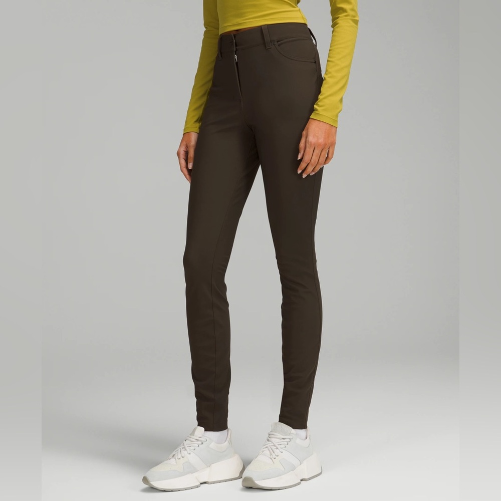 Black Lululemon City Sleek Slim-Fit 5 Pocket High-Rise Pant (30)